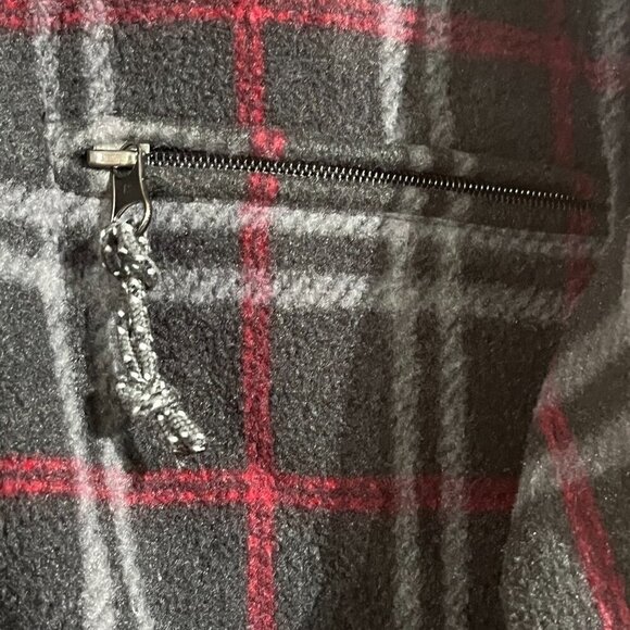 Vintage CHAPS Plaid Fleece 1/4 Snap Drawstring Bottom Pullover Shacket Pockets - Picture 5 of 13